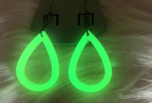 Limeade UV glow teardrop earrings